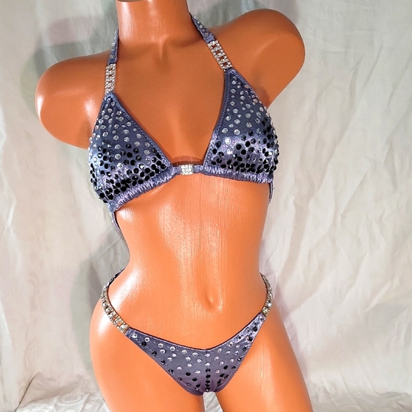 NEW Silver Rhinestone Bikini/Competition Suit - Picture 1 of 14